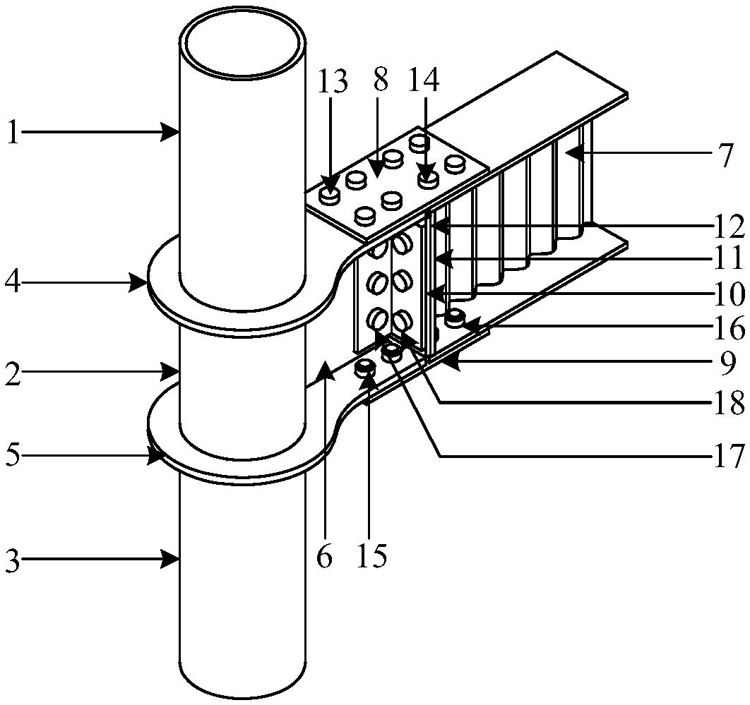 An assembled corrugated web beam-column joint connection device with recoverable function