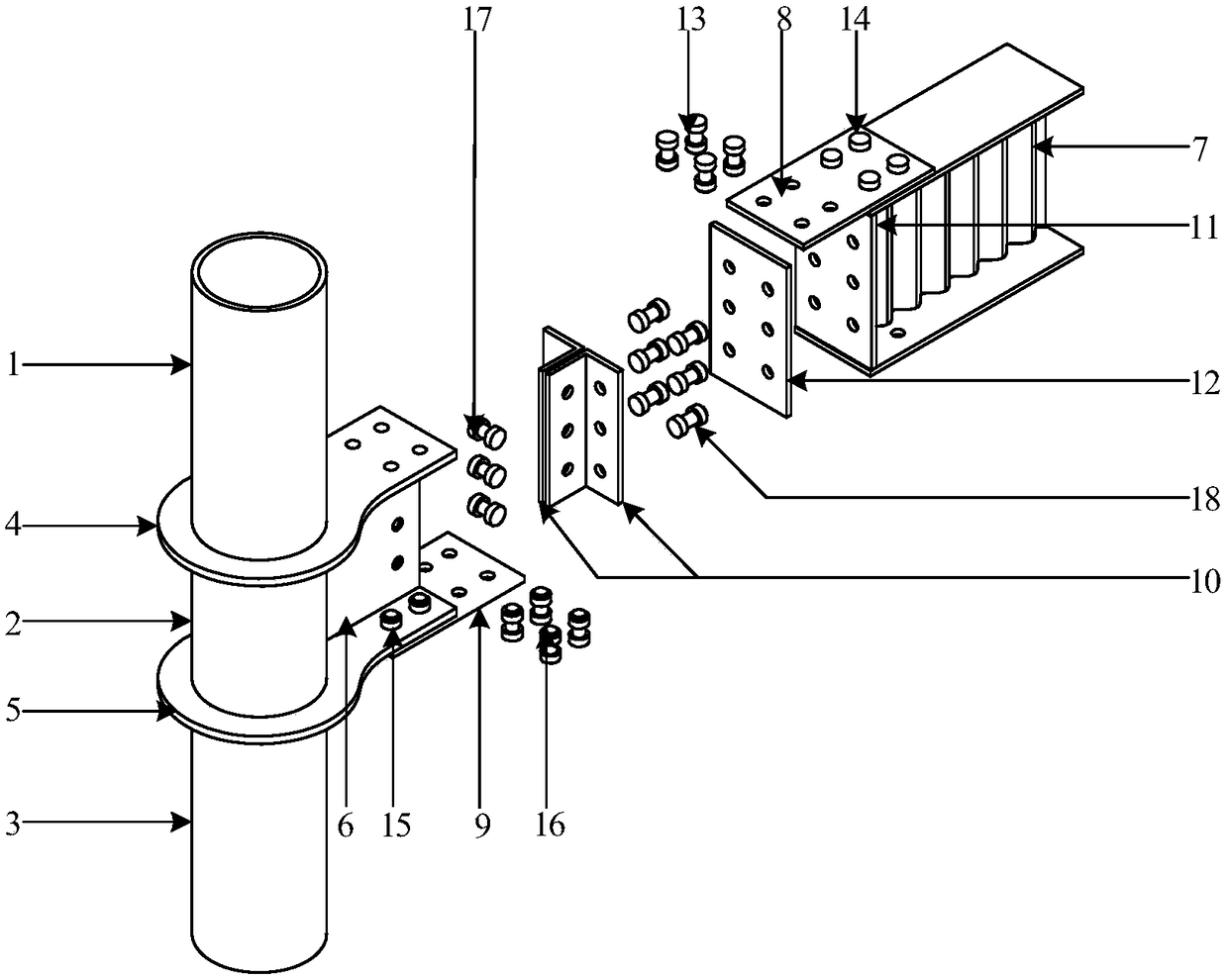 An assembled corrugated web beam-column joint connection device with recoverable function