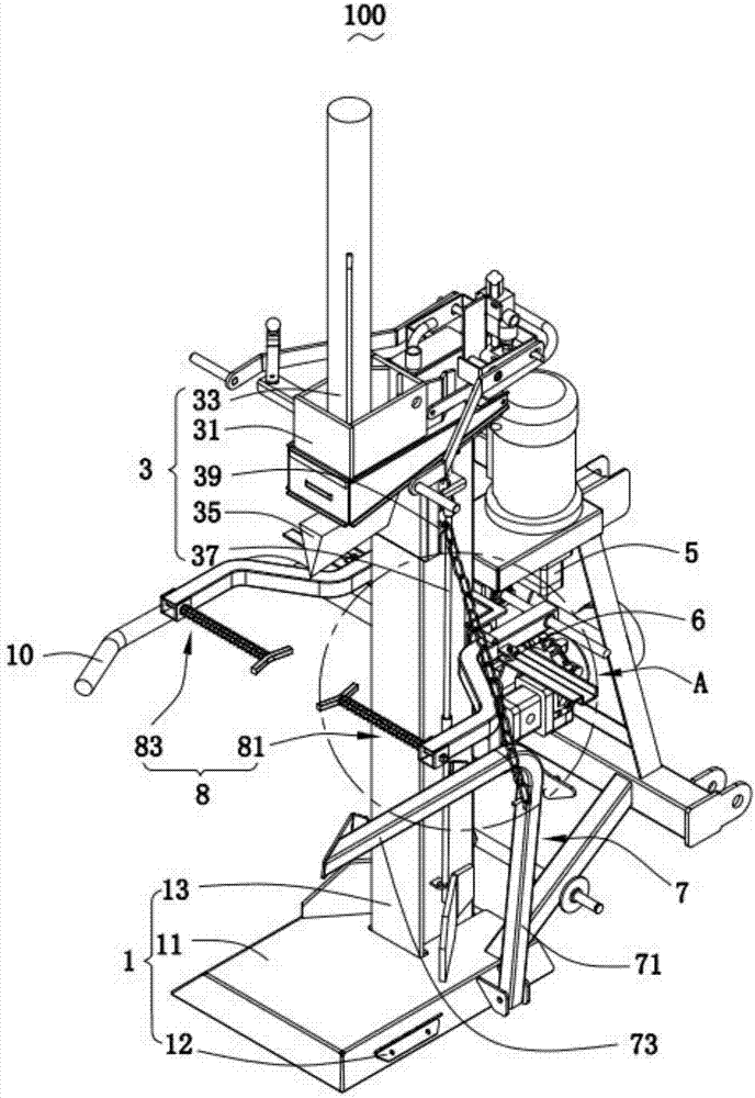 Combined driving vertical type machine for splitting wood