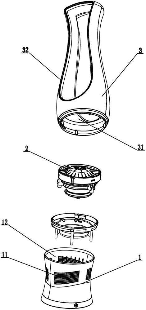 Bladeless fan with folding air outlet component