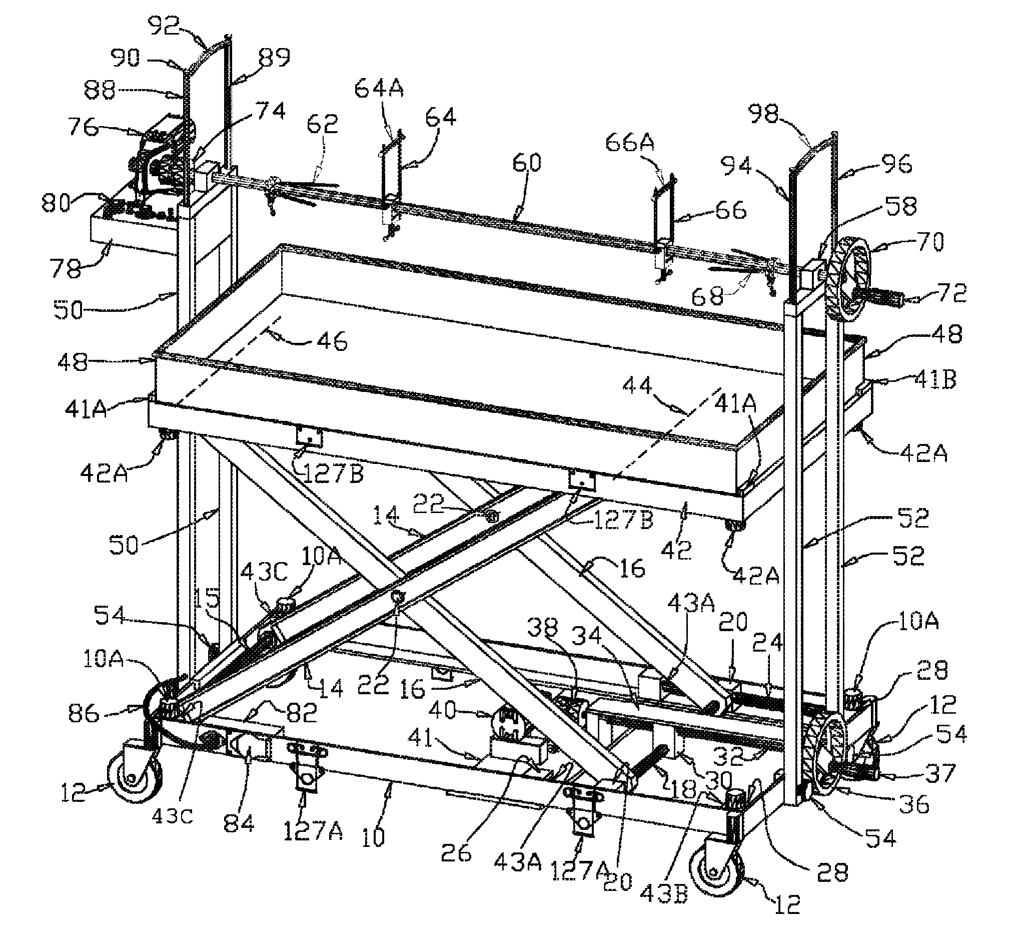 Collapsible barbeque with variable firebed position and method of use