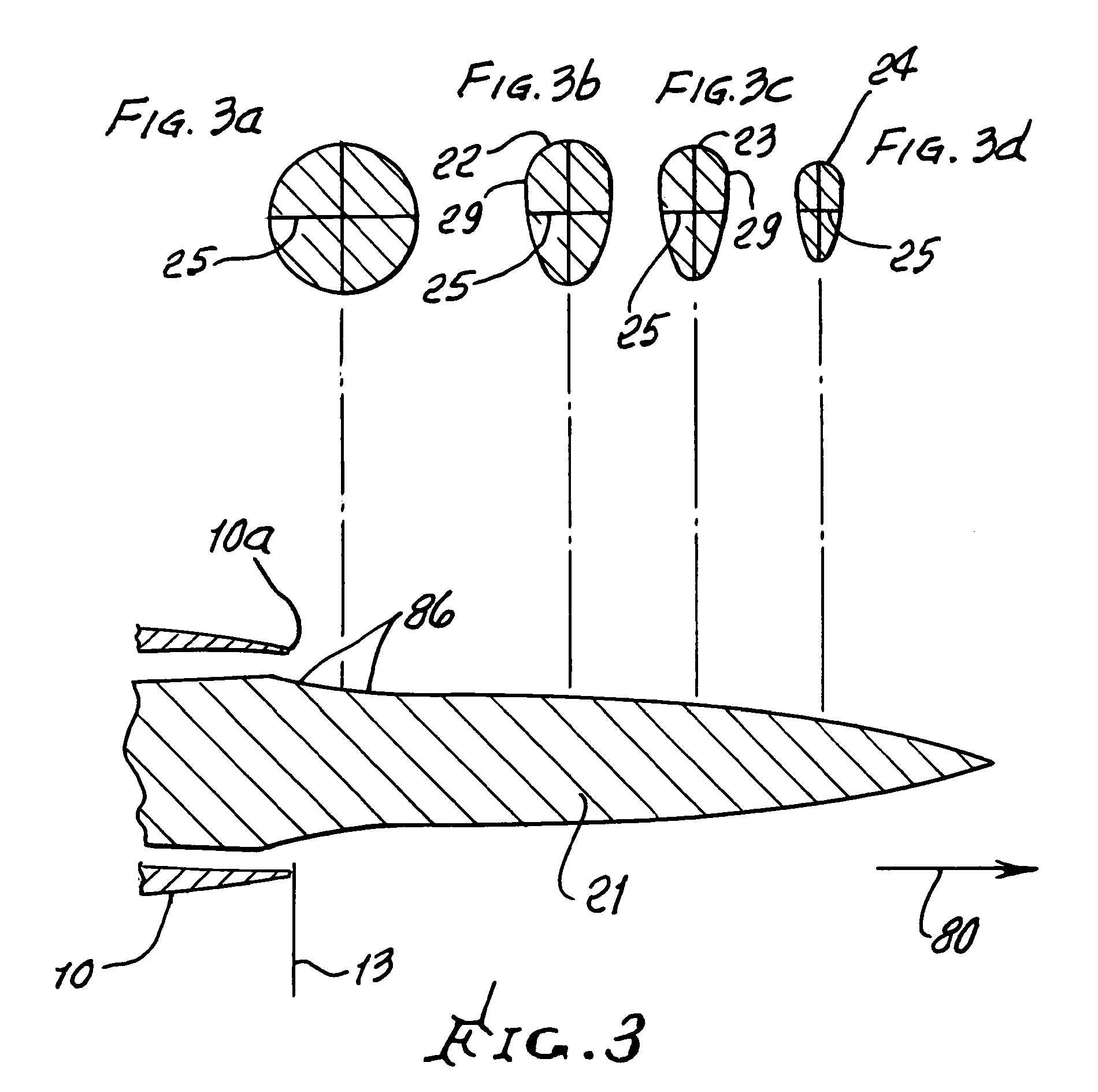 Jet nozzle plug with varying, non-circular cross sections