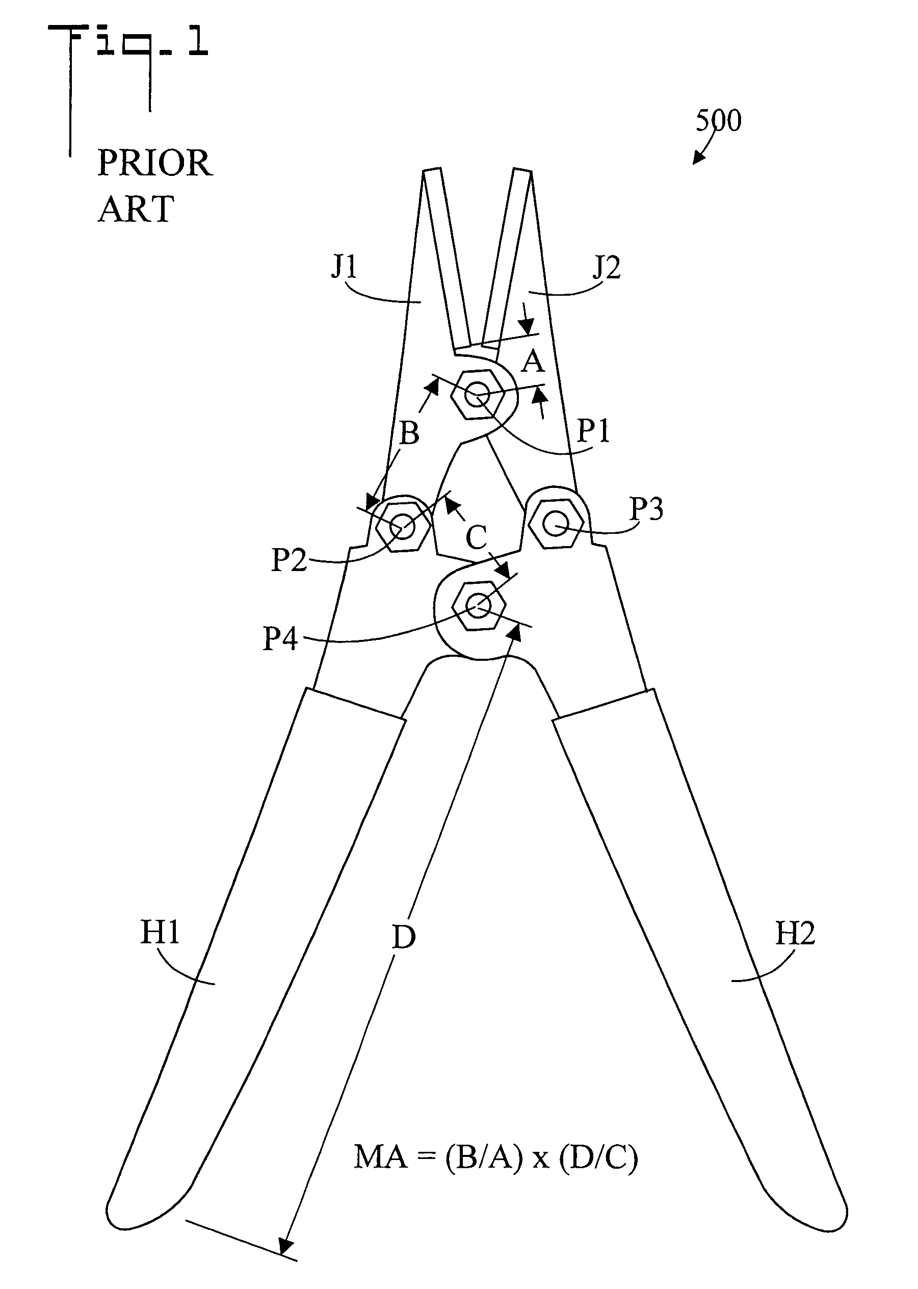 Hand tool providing double compound leverage to the jaws