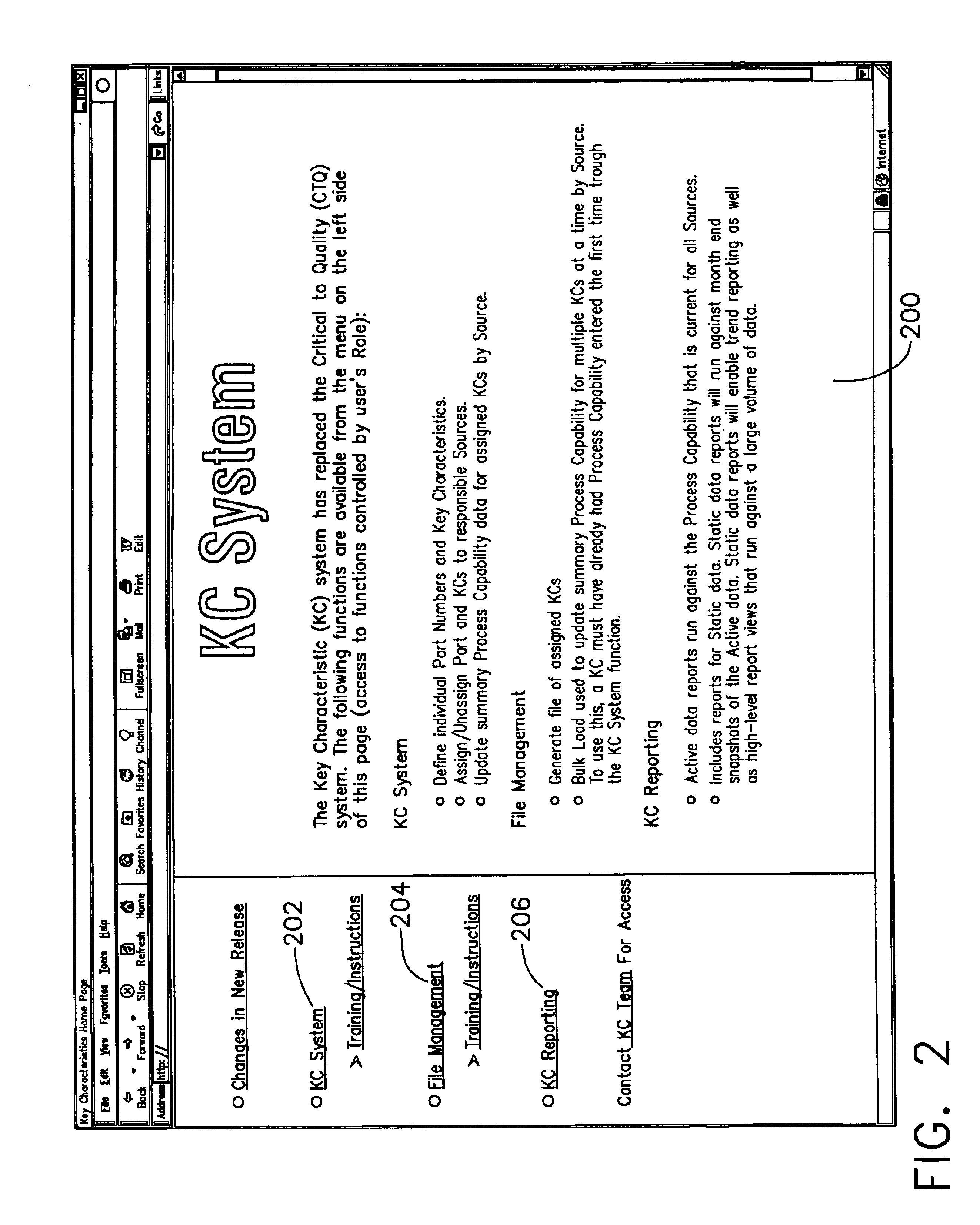 Web based process capability data collection and reporting system