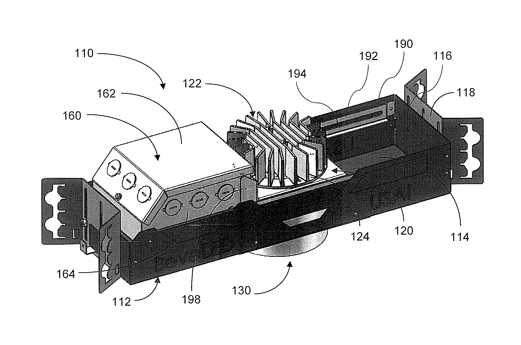 Low Profile Lighting Fixture With Movable Heat Sink And Lighting Element Assembly