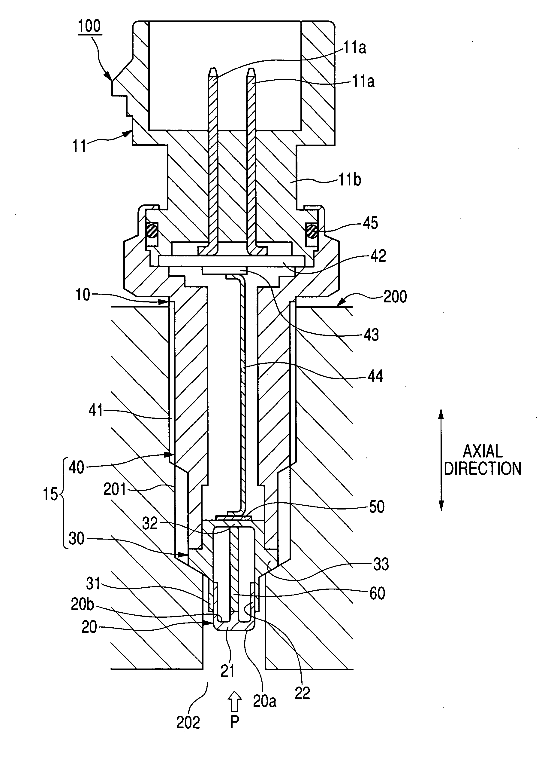 Pressure sensor with diaphragm for detecting pressure