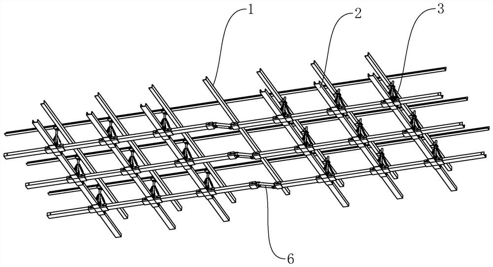 A long-span metal ceiling keel installation structure