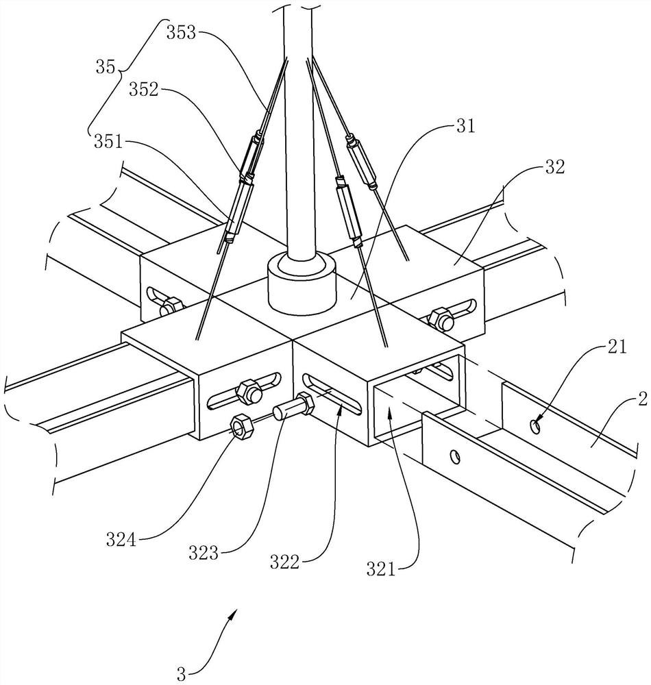 A long-span metal ceiling keel installation structure