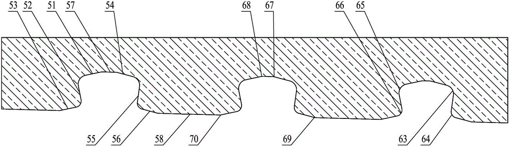 Cambered surface and plane sealed variable tooth wide wedge-type coupling structure and oil well pipe structure