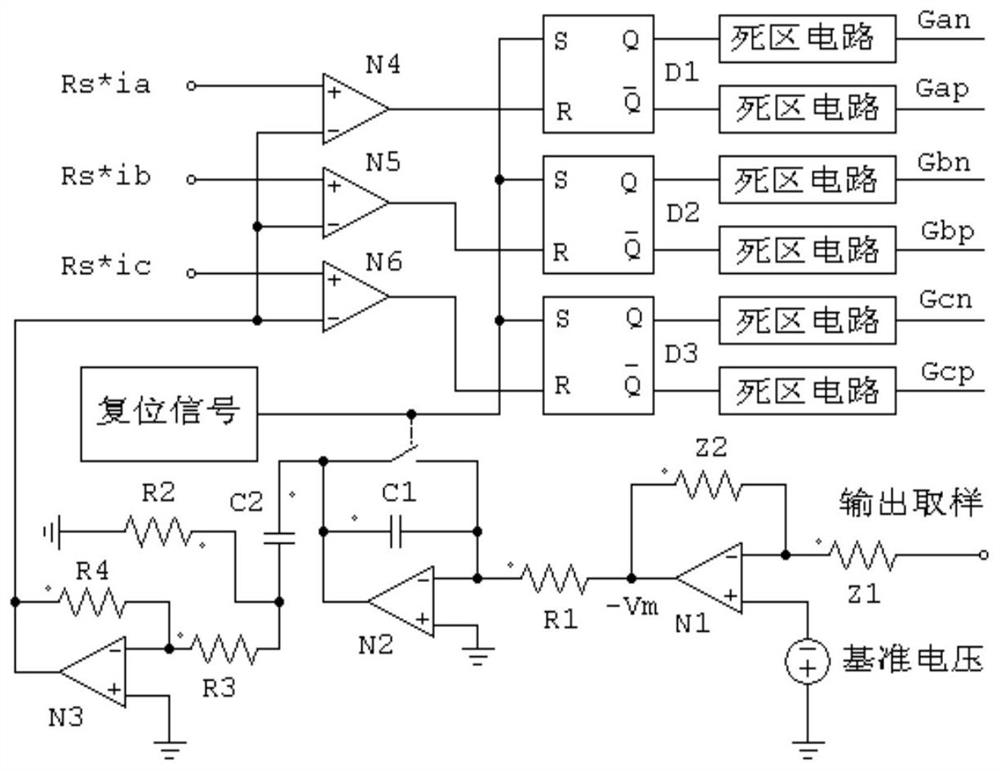 A single-cycle three-phase six-switch power factor correction pwm modulator