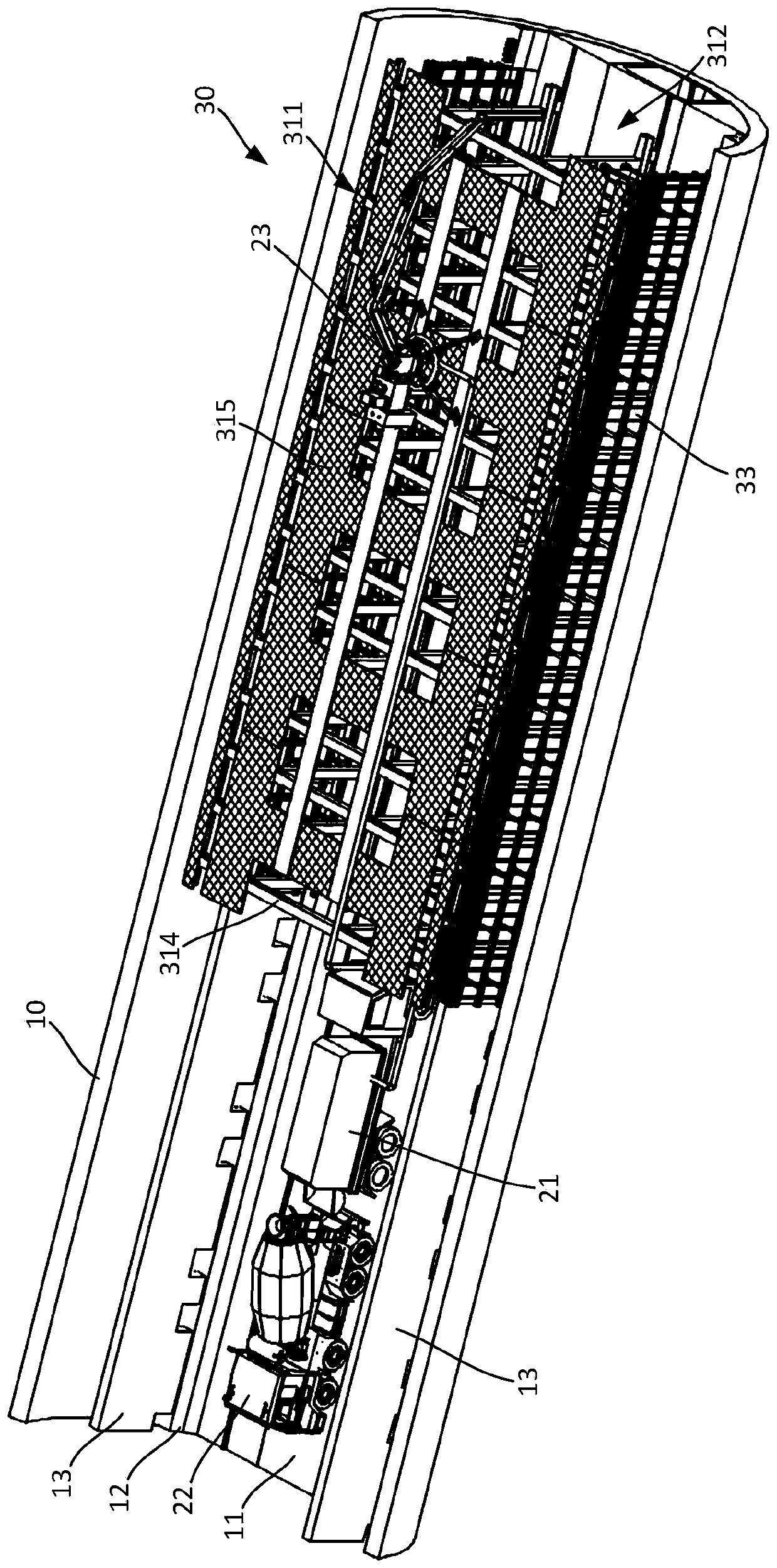 Clear water template trolley for constructing side wall structure in shield tunnel