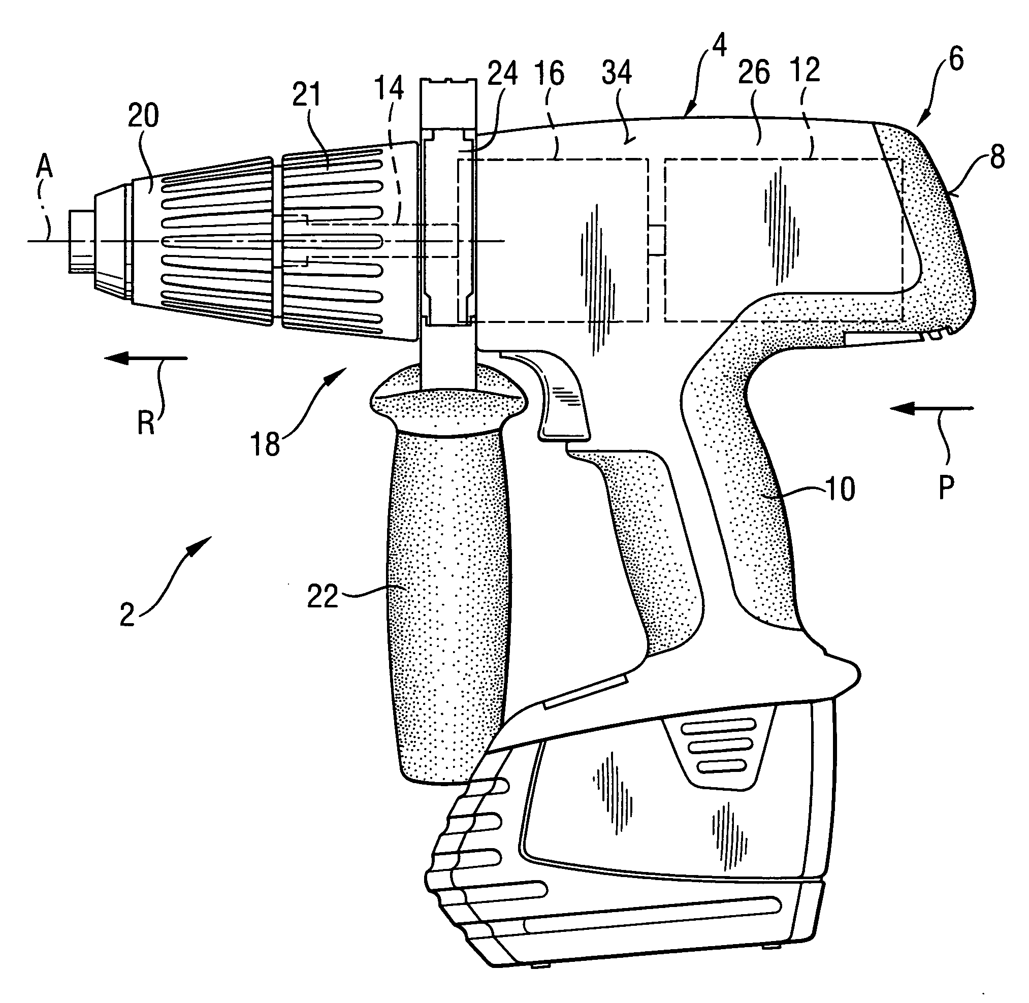Hand-held power tool with ratchet percussion mechanism
