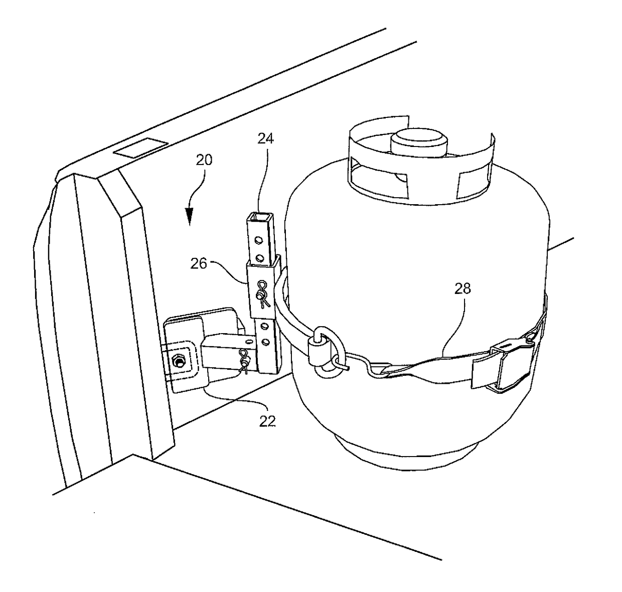 Universal propane tank transport bracket for pickup trucks