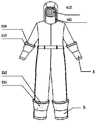 One-piece electromagnetic shielding protective clothing