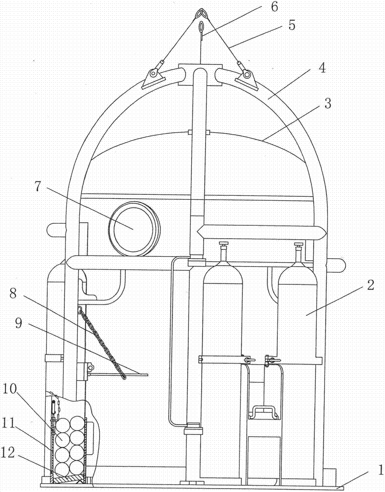 Deepwater open diving bell and self-rescuing method thereof