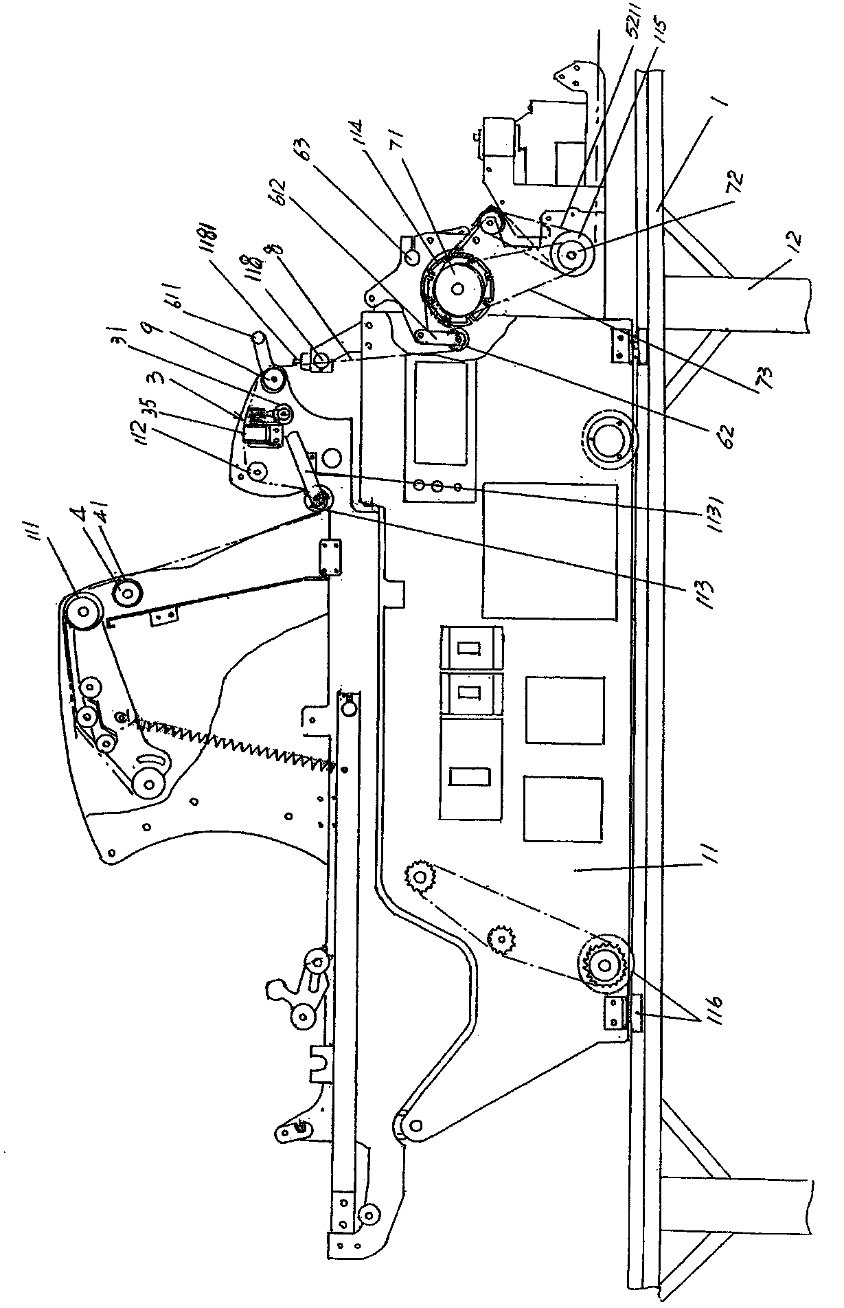Edge peeling and positioning device of spreading machine
