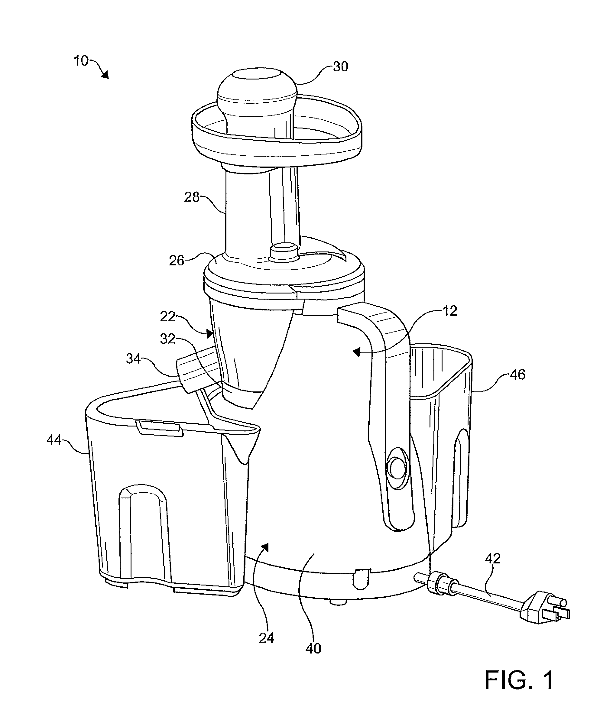 Vertical juicer with compression strainer device