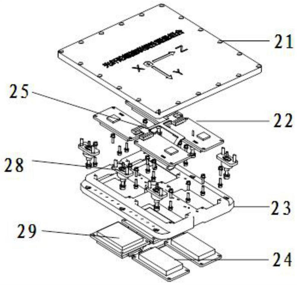 Five-axis redundant fiber-optic gyroscope measuring device structure