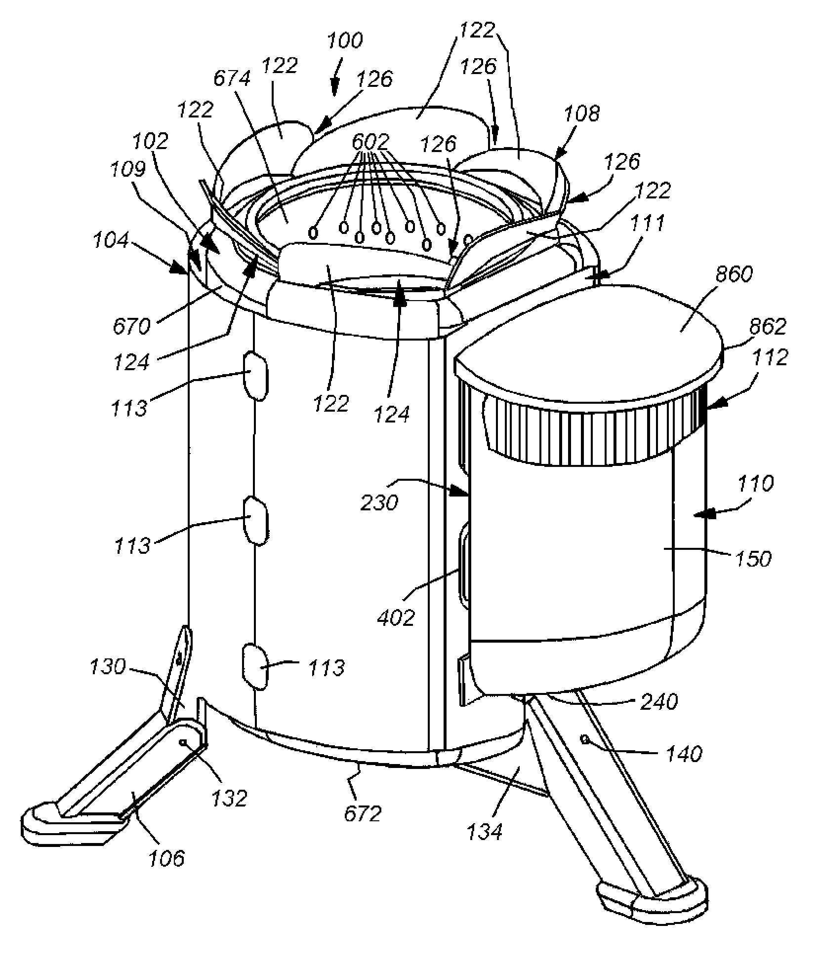 Portable combustion device utilizing thermoelectrical generation