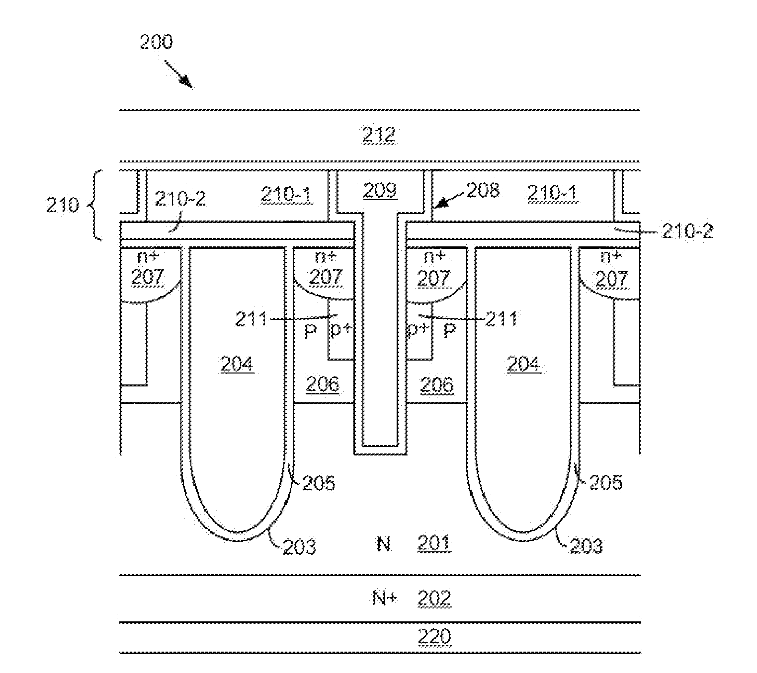 Trench metal oxide semiconductor field effect transistor with embedded schottky rectifier using reduced masks process
