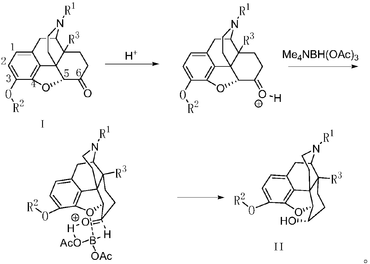 A kind of stereoselective reduction method of morphinone compound