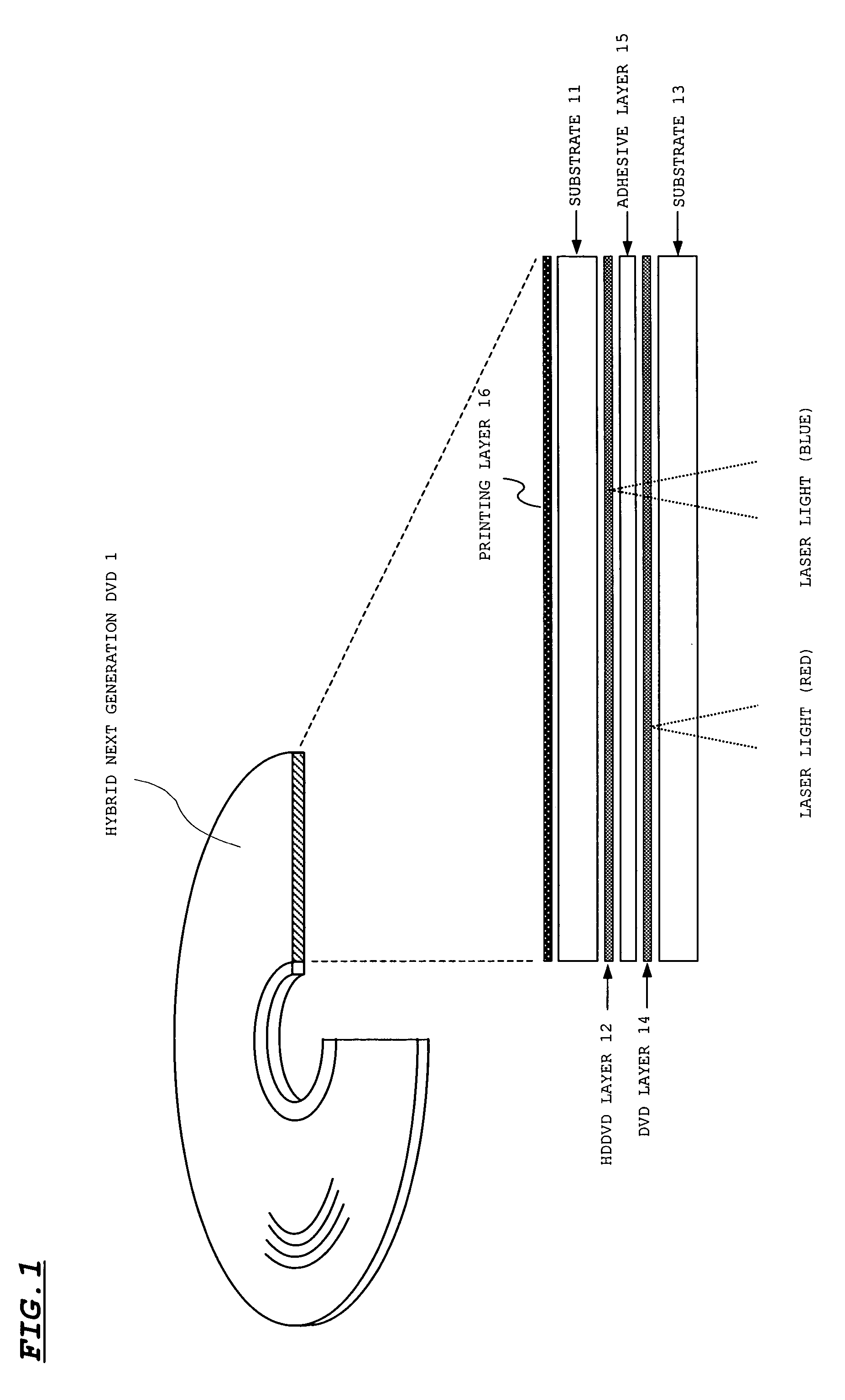 Optical disc device and hybrid optical disc