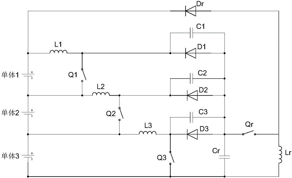 A balanced charging and discharging device for a lithium battery management system