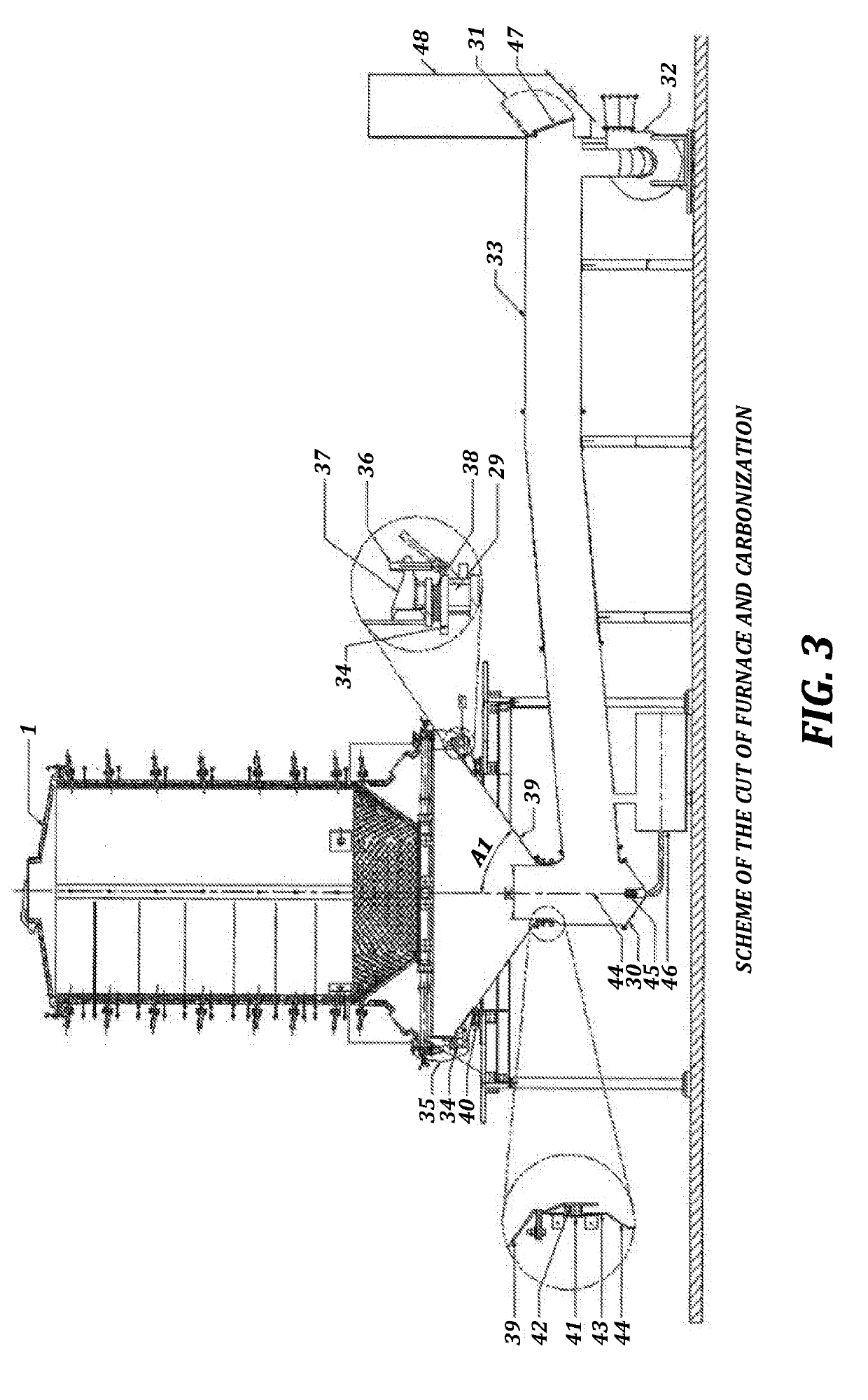 Industrial process using a forced-exhaust metal furnace and mechanisms developed for simultaneously producing coal, fuel gas, pyroligneous extract and tar