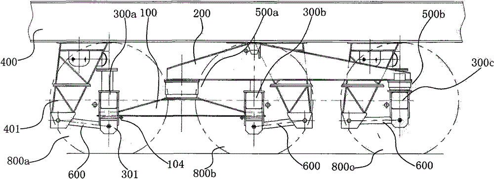 Three-axle linked suspension system
