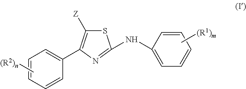 2-aniline-4-aryl substituted thiazole derivatives