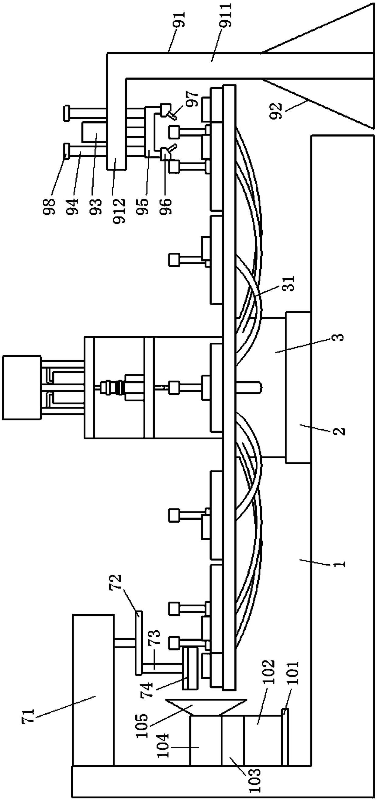 Welding equipment with smearing mechanism for exhaust pipes of upper shells of air-conditioning compressors