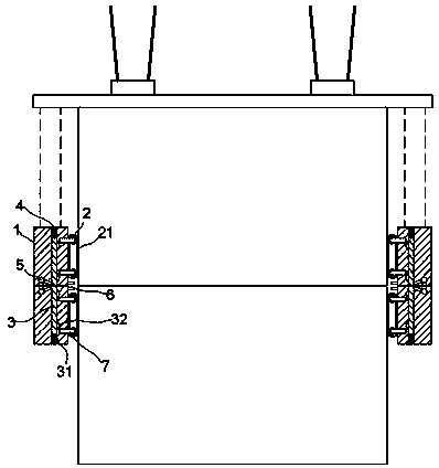 Crane box end anti-sway device