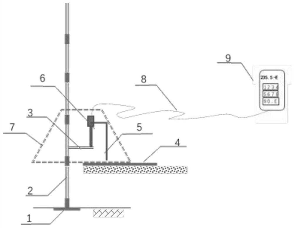 Testing device for layered settlement of high fill roadbed or earth and rockfill dam