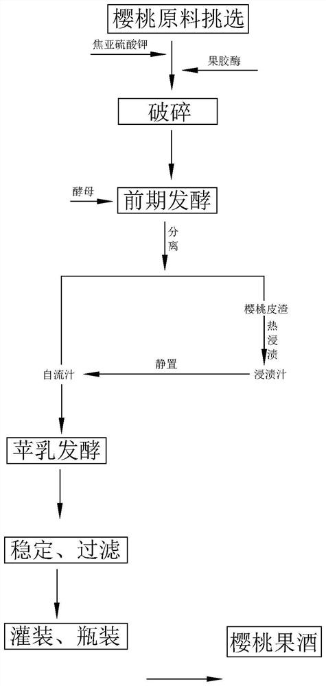 A kind of cherry fruit wine brewing process