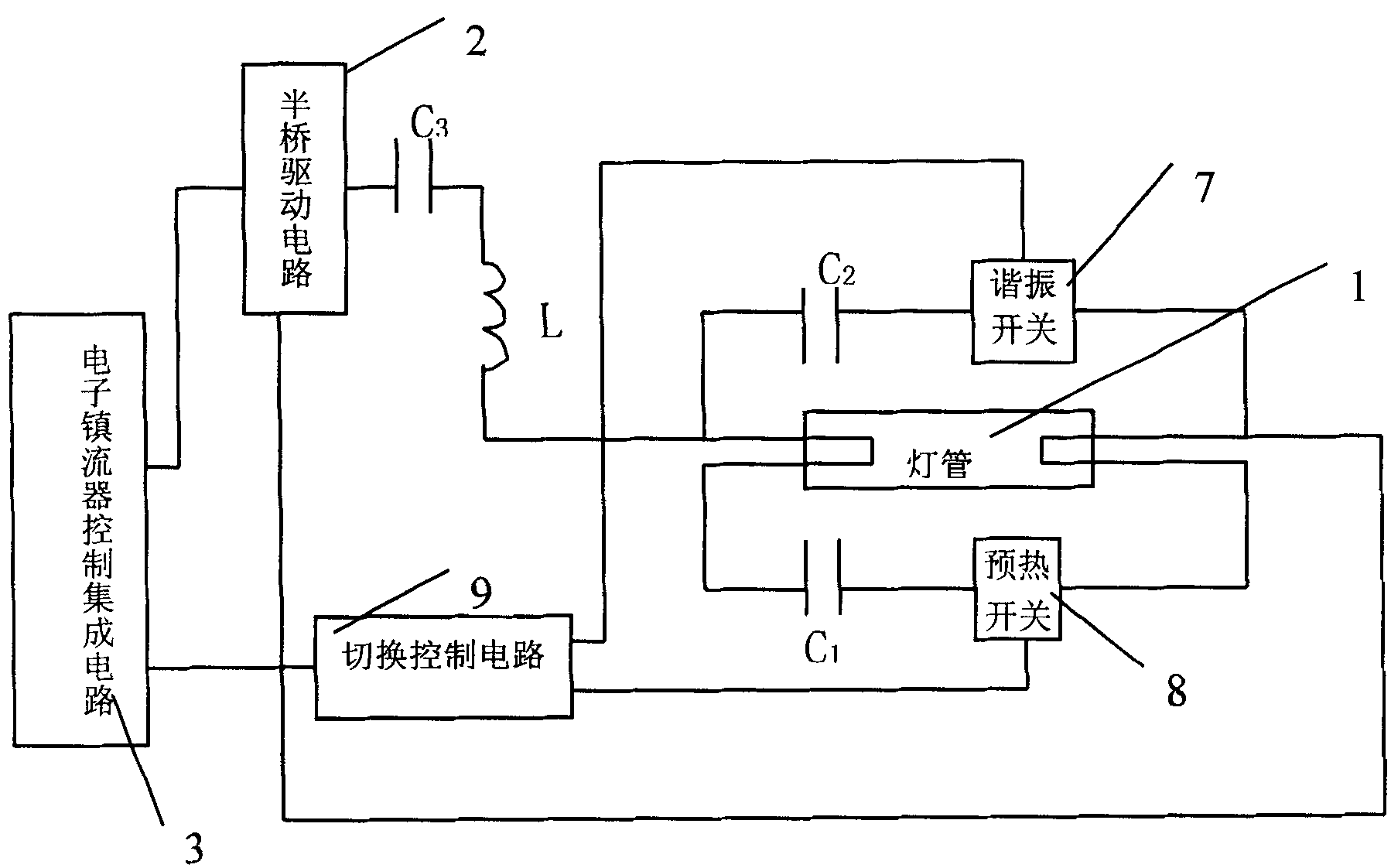Filament control device for hot-cathode electric ballast