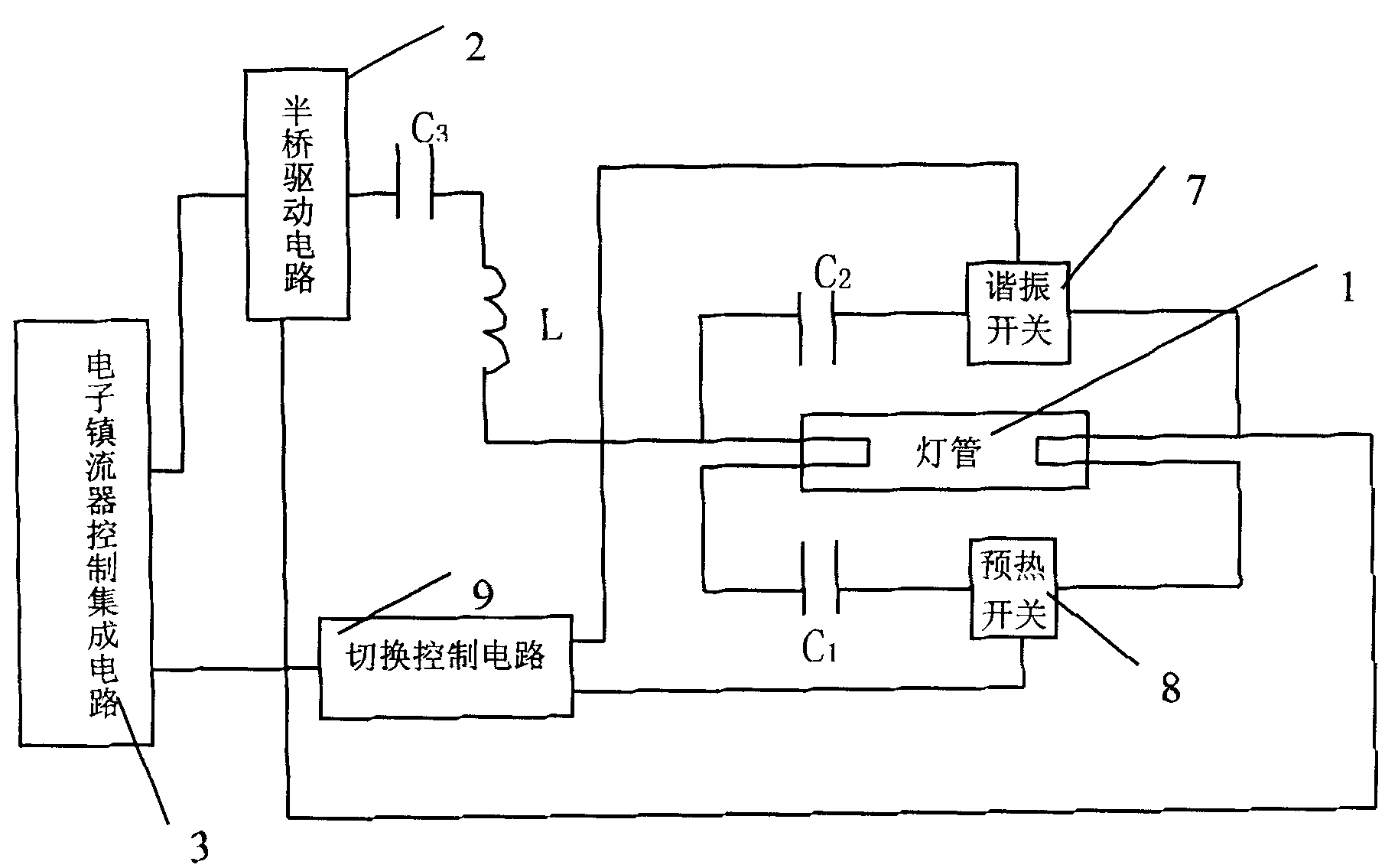 Filament control device for hot-cathode electric ballast