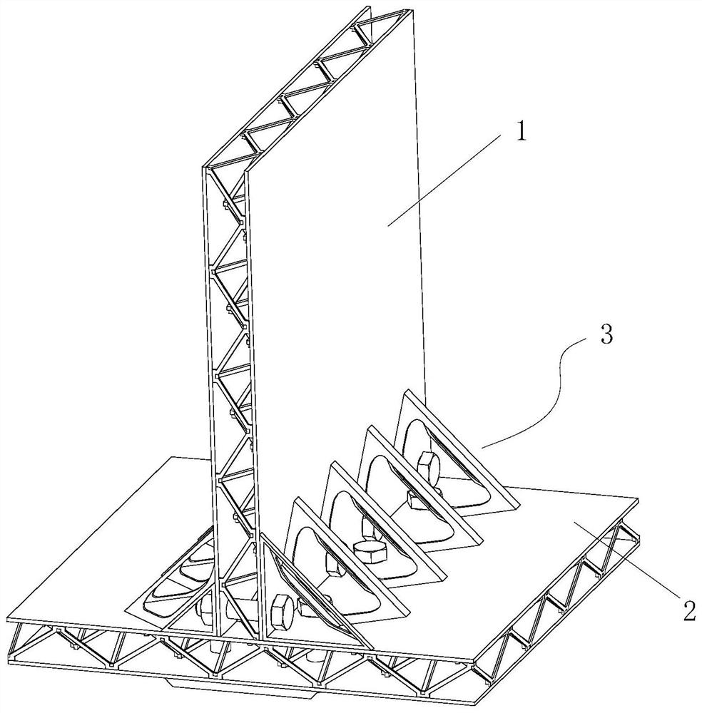 Composite material dot matrix sandwich plate connecting structure