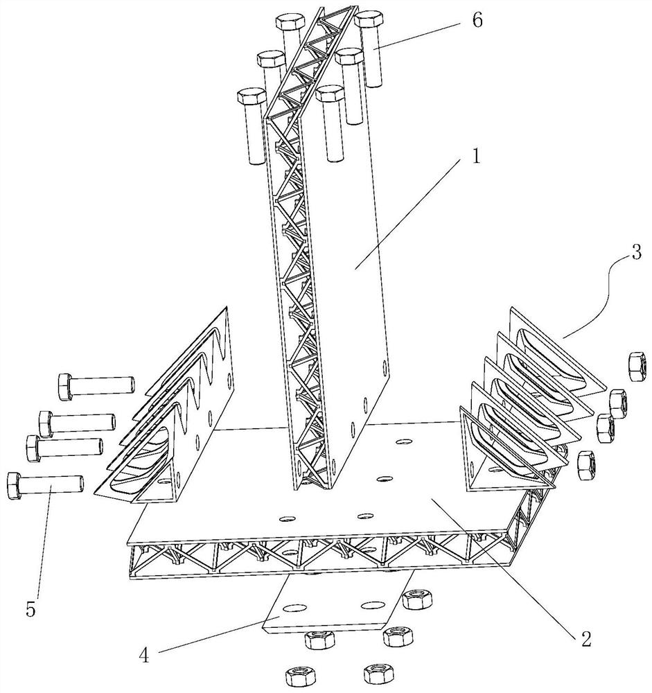 Composite material dot matrix sandwich plate connecting structure