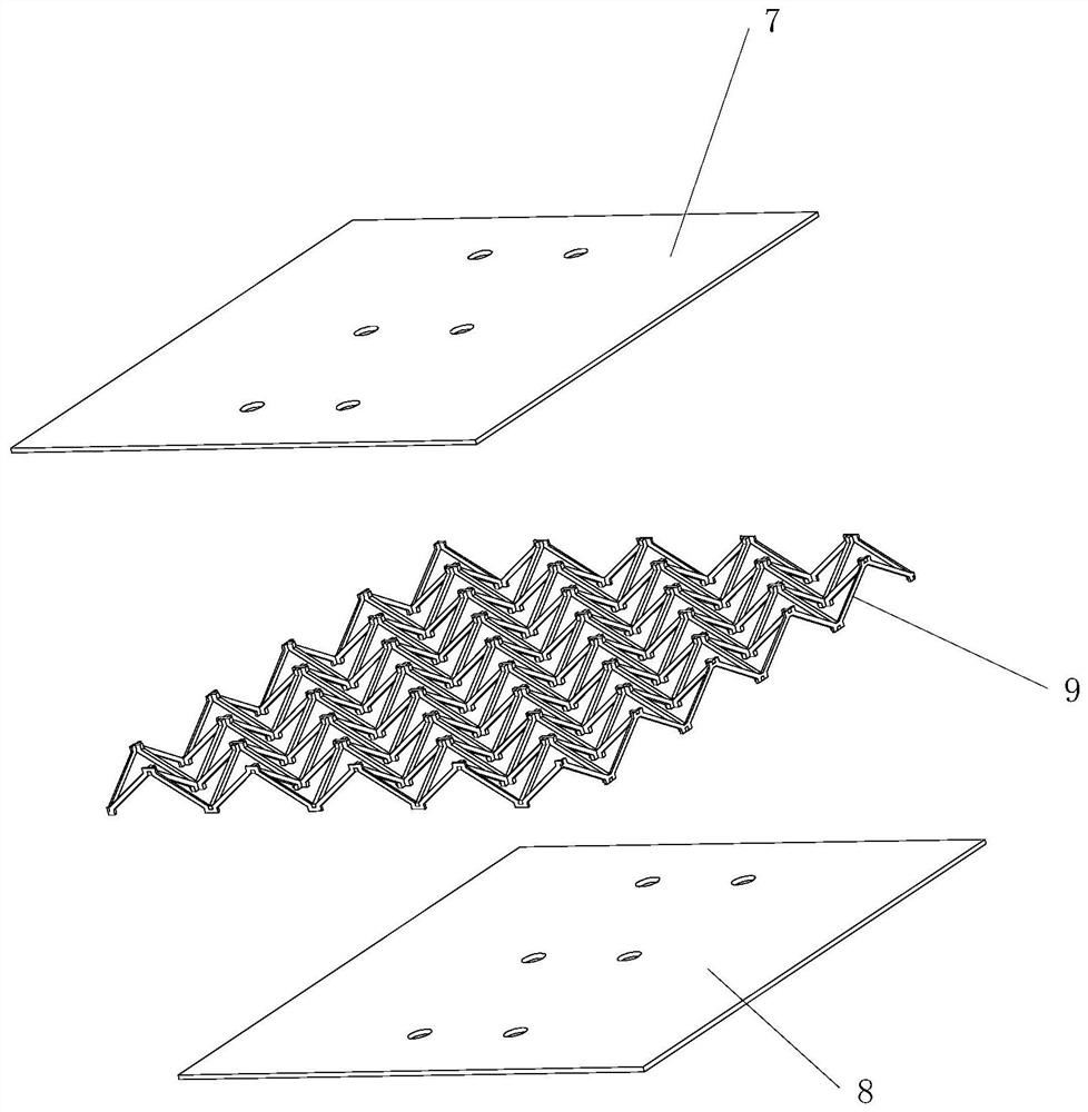 Composite material dot matrix sandwich plate connecting structure