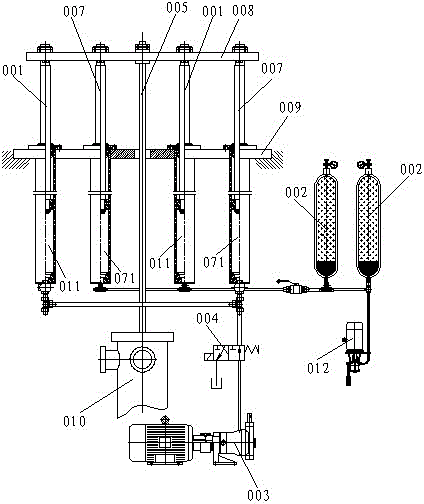 A four-cylinder hydraulic pumping unit