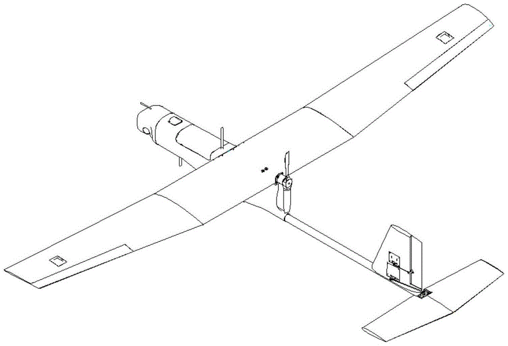 General layout of unmanned aerial vehicle capable of taking off with catapult assisted and being recovered by bumping net