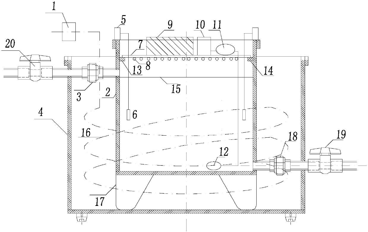 Reactor simulating internal wave mixed algae control