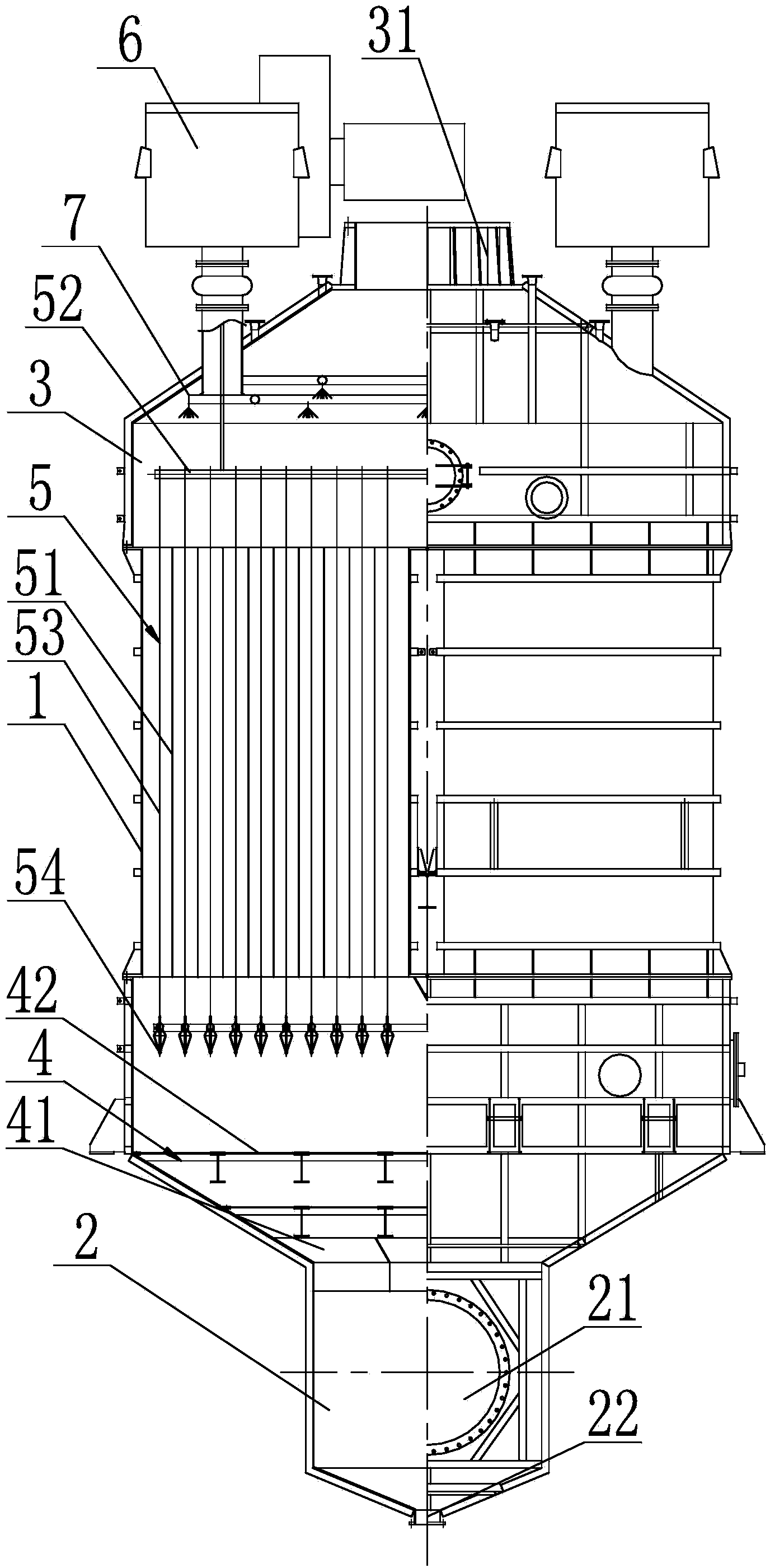 High gas speed and high efficiency wet-type electrofiltration device for deep treatment of PM2.5