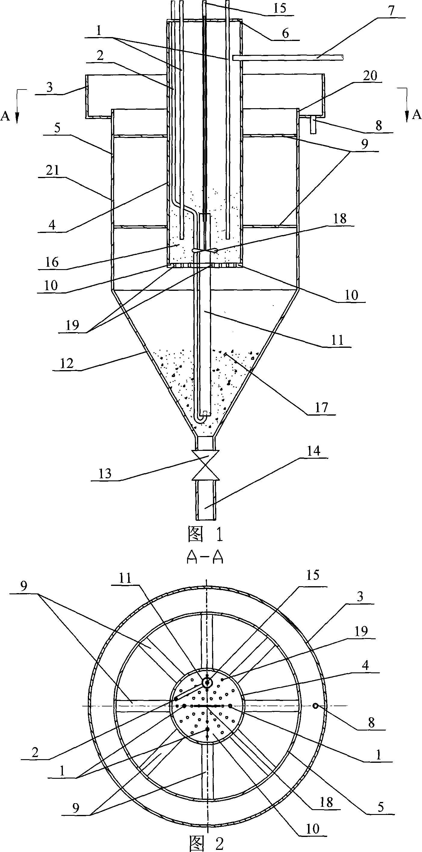 Gas stripping type internal circulation device, and method for recovering nitrogen, phosphor from MAP crystal