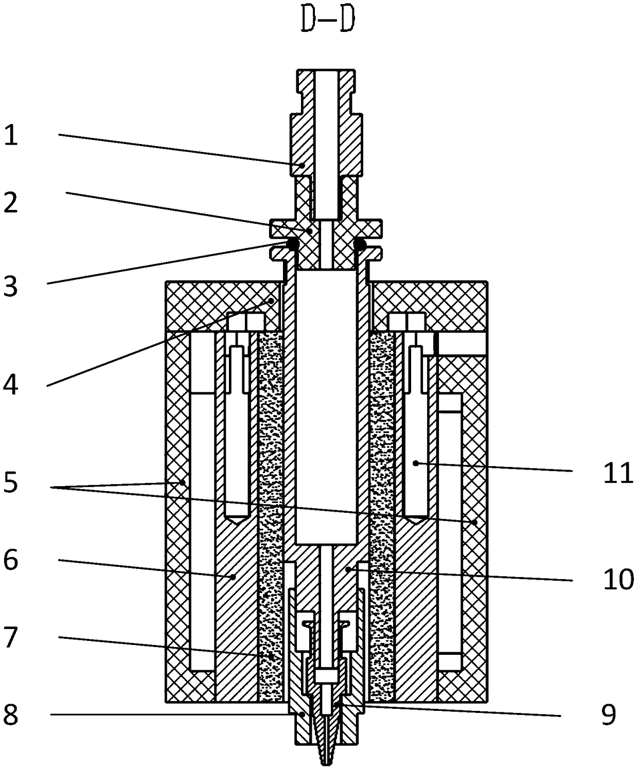 Electrofluid spray nozzle device for melt electrospinning