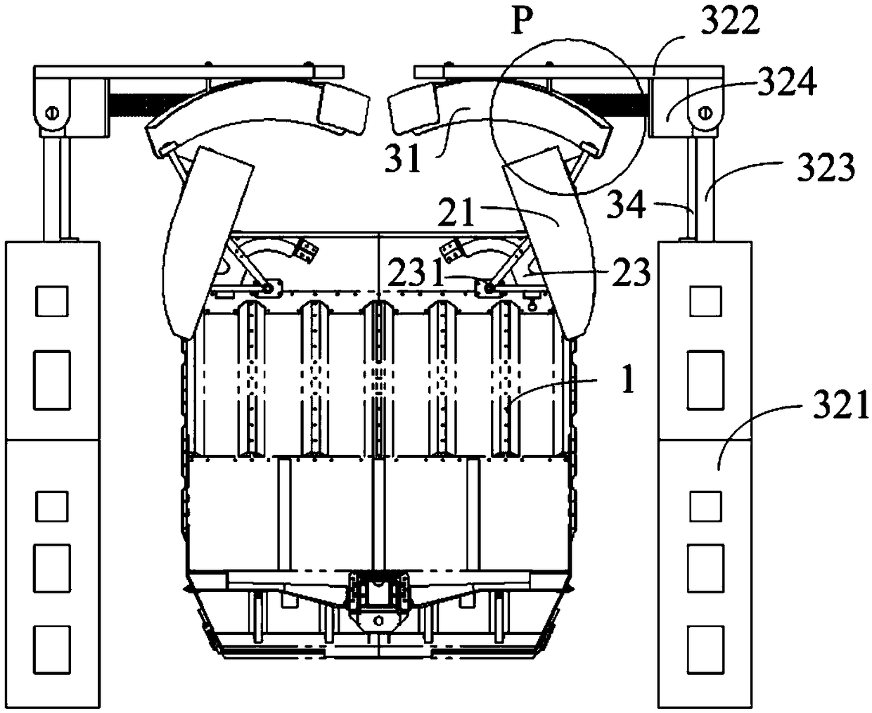 Top cover opening and closing device for freight car