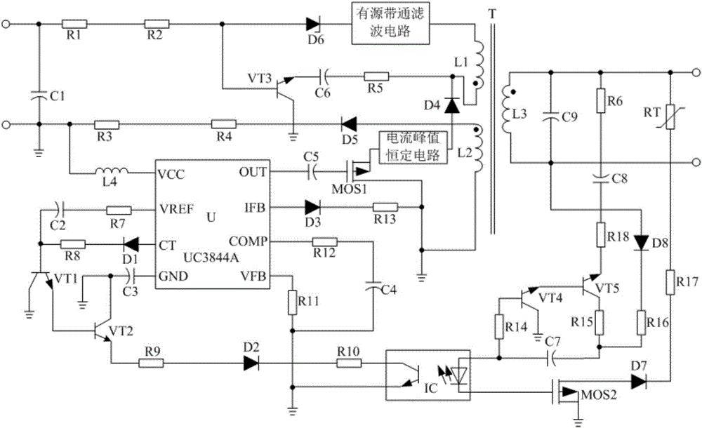 Overvoltage protection circuit based switching power supply for dryer used for spray-painted leather