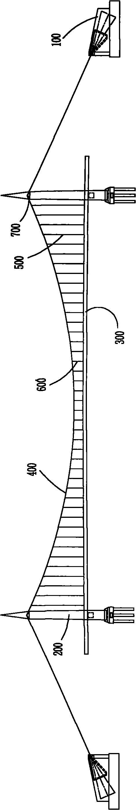 Construction method of single main cable inclined-suspender earth anchored suspension bridge