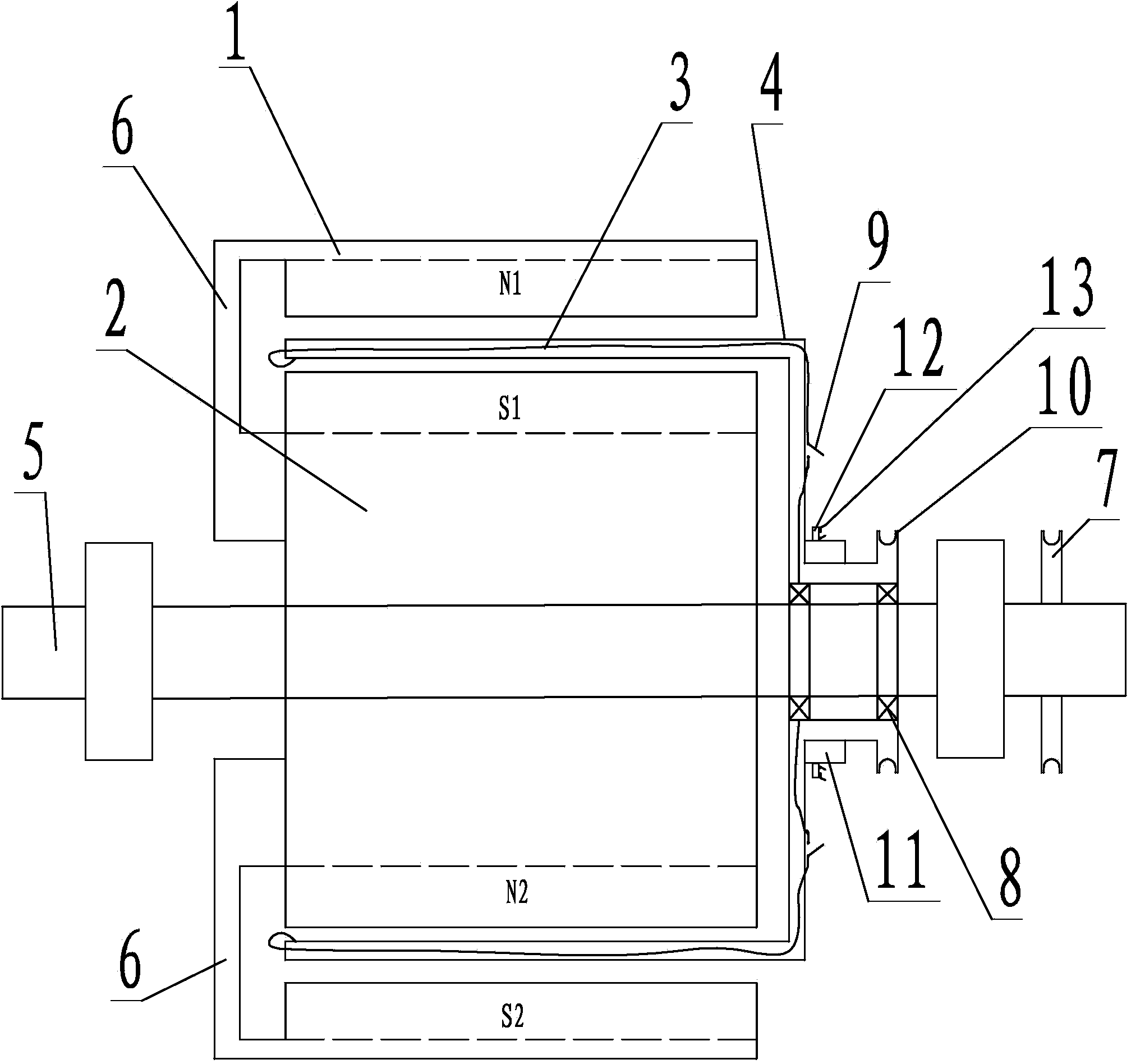 Reluctance-free double-current generator