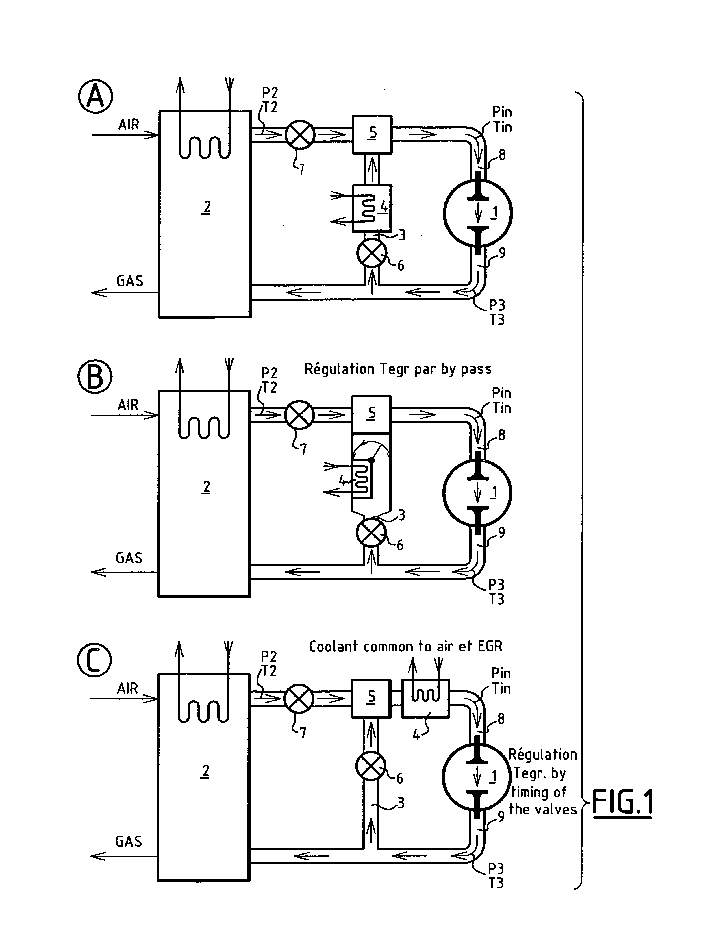 Alternative (reciprocating) engine with recirculation of exhaust gases intended for the propulsion of automobiles and method turbocharging these motors